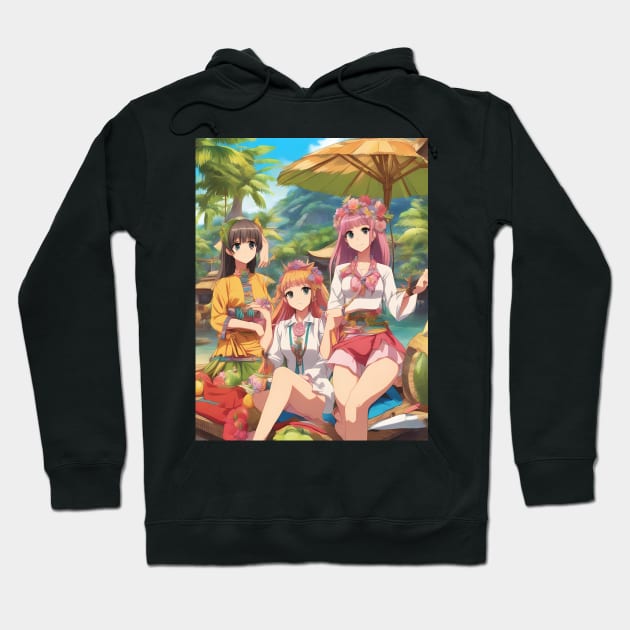 Anime All Day anime girls  collor Hoodie by animegirlnft